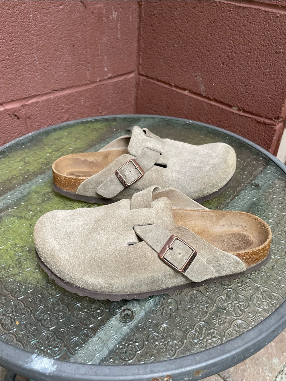 Birkenstock Boston Taupe Suede Soft Footbed Clogs Size 38 - Picture 5 of 12